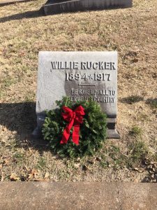Headstone with remembrance wreath
