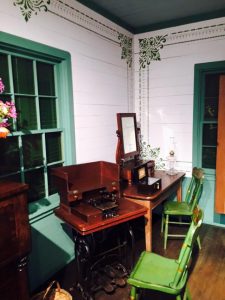 historic sewing machine sits in the Texas Room
